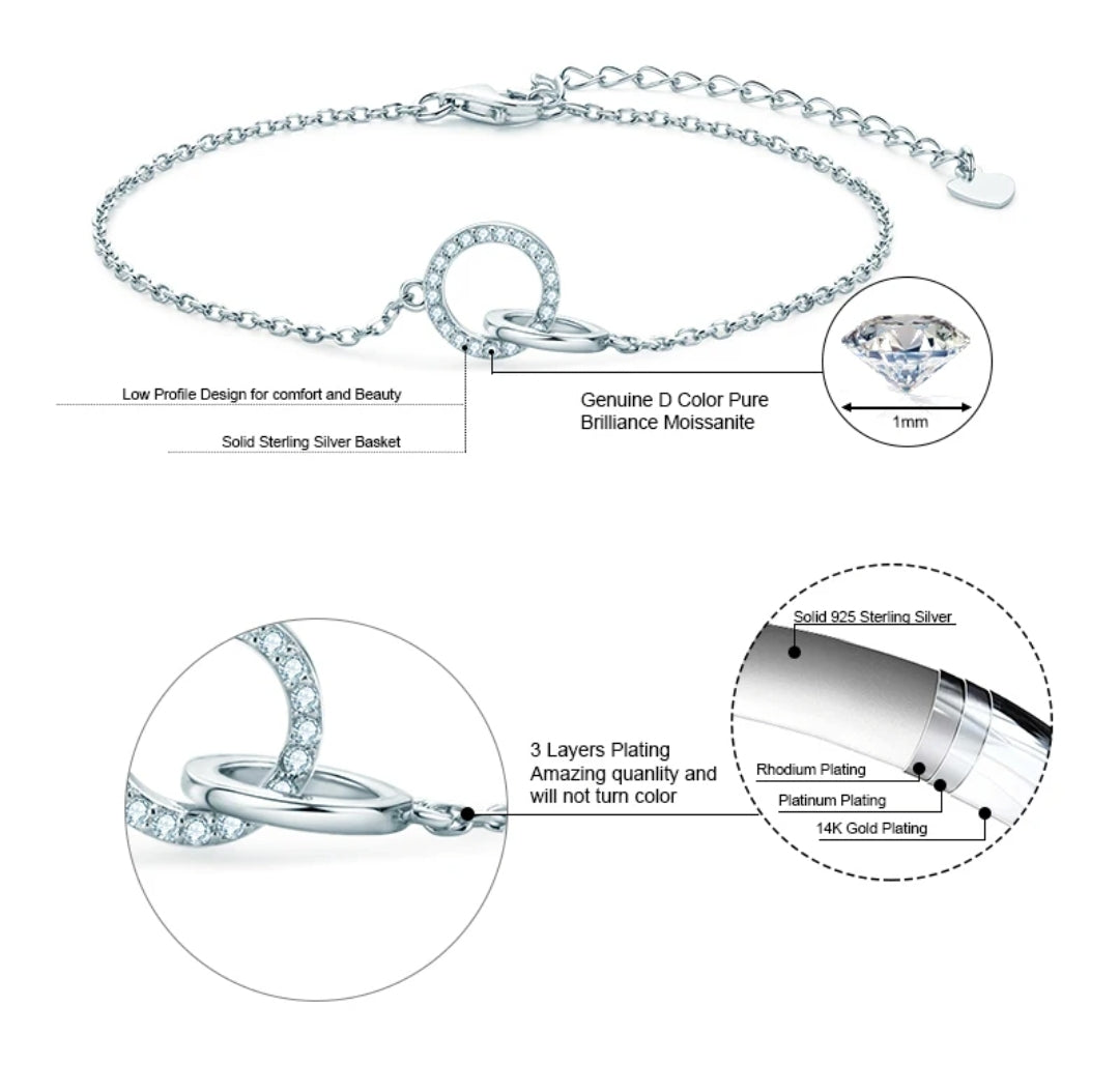 1mm moissanite silver bracelet