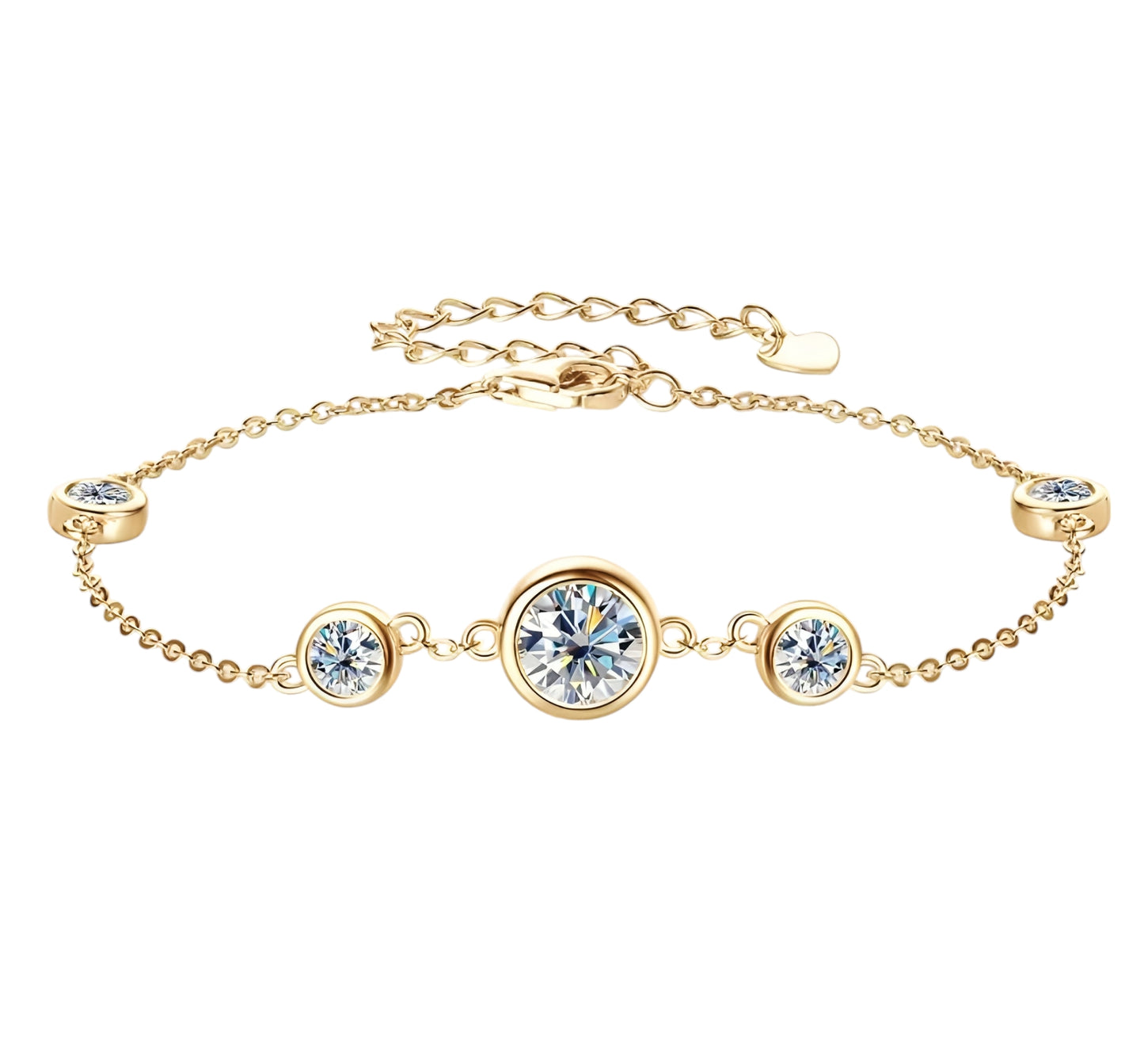 6.5mm and 4mm moissanite silver bracelet