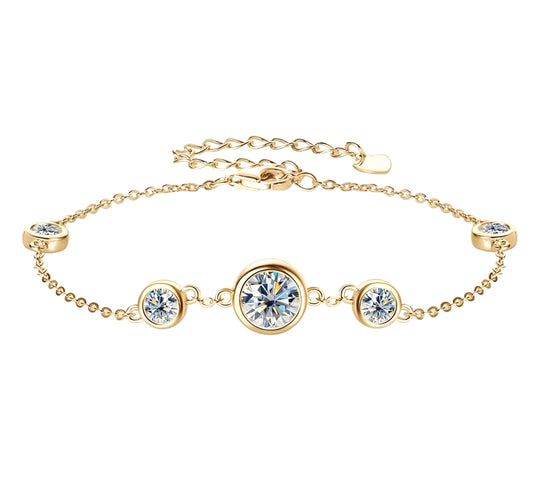 6.5mm and 4mm moissanite silver bracelet