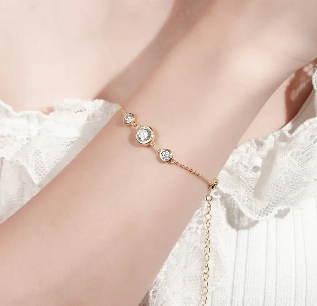 6.5mm and 4mm moissanite silver bracelet