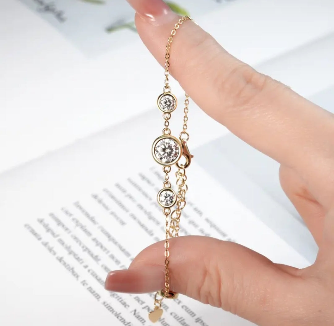 6.5mm and 4mm moissanite silver bracelet
