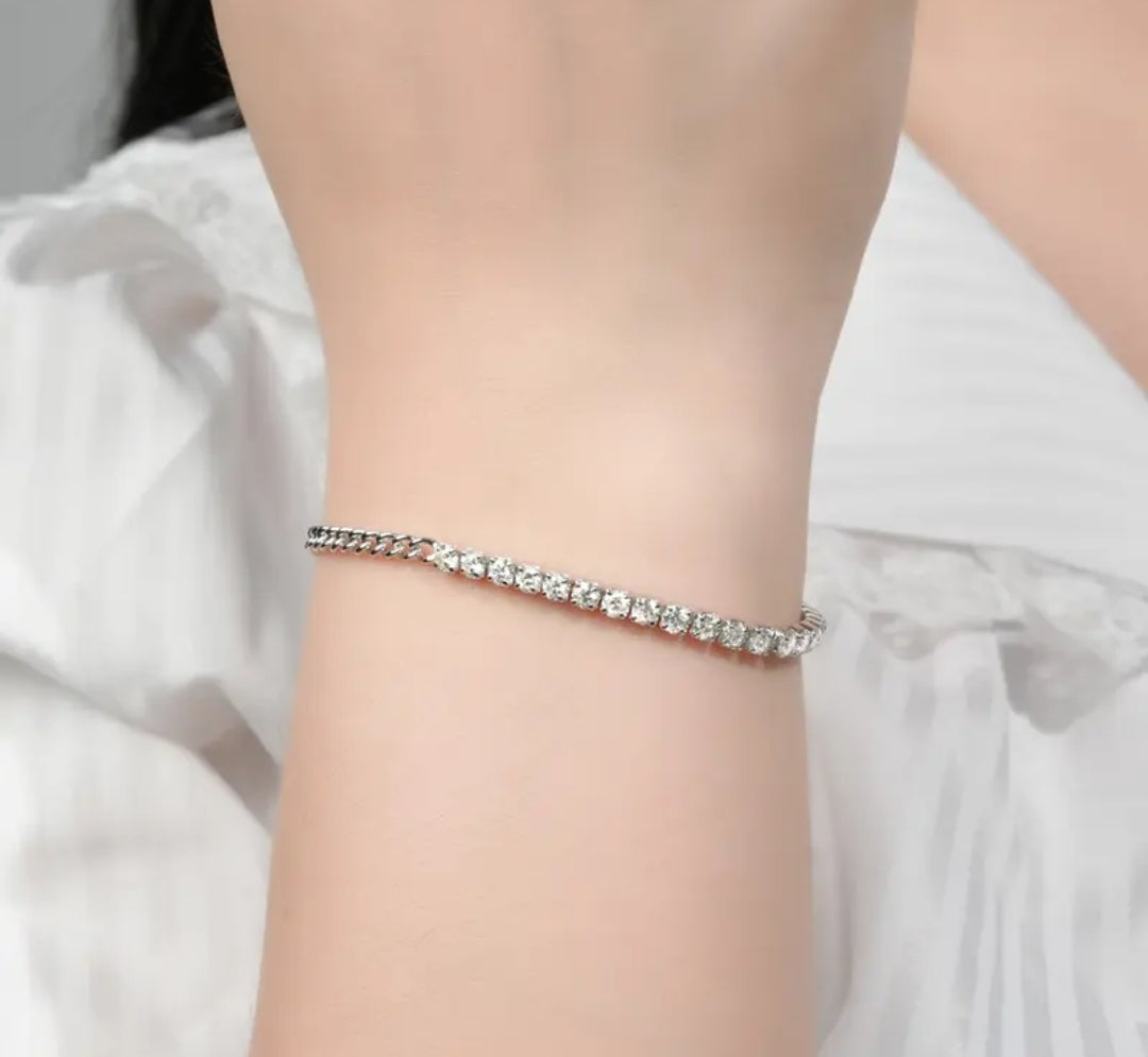 3mm*22pcs moissanite silver bracelet
