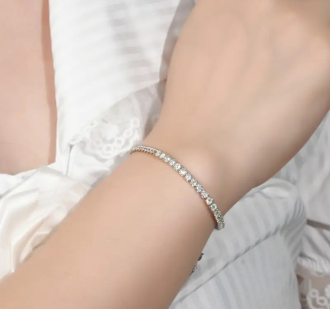 3mm*22pcs moissanite silver bracelet