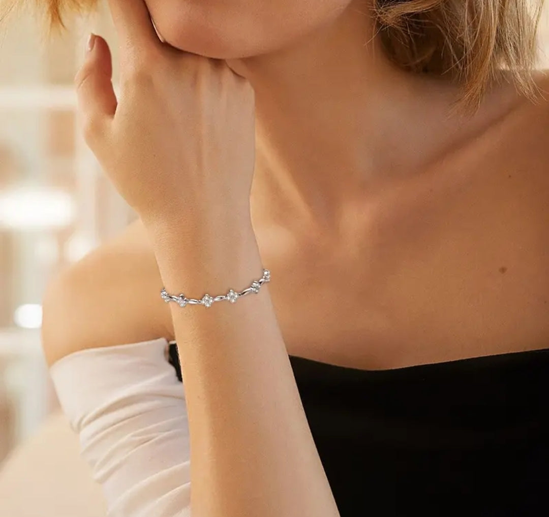 2mm*24pcs moissanite silver bracelet