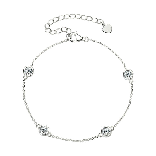 4mm*4pcs moissanite silver bracelet