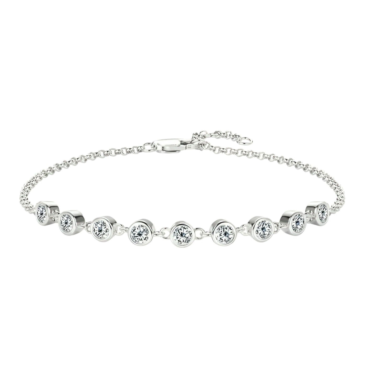 3mm*9pcs moissanite silver bracelet