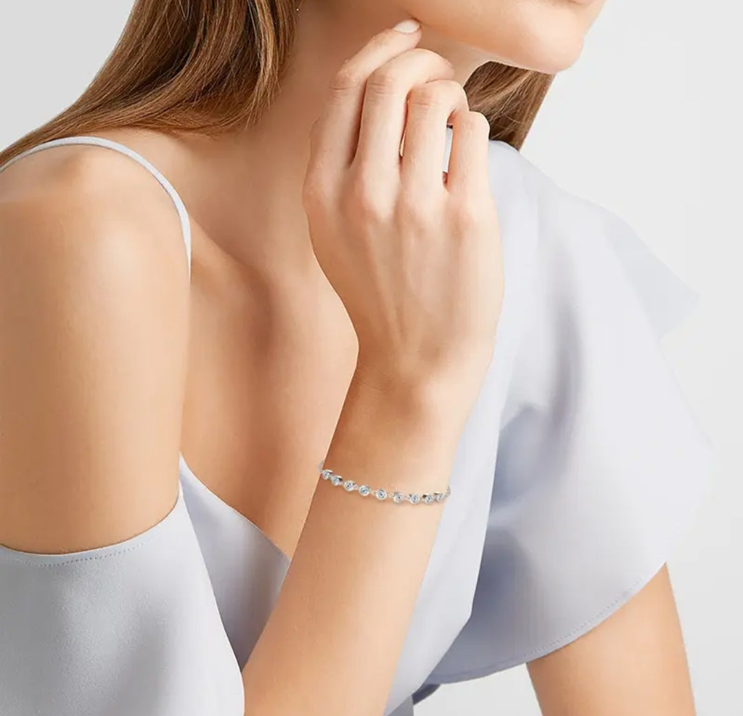 3mm*9pcs moissanite silver bracelet