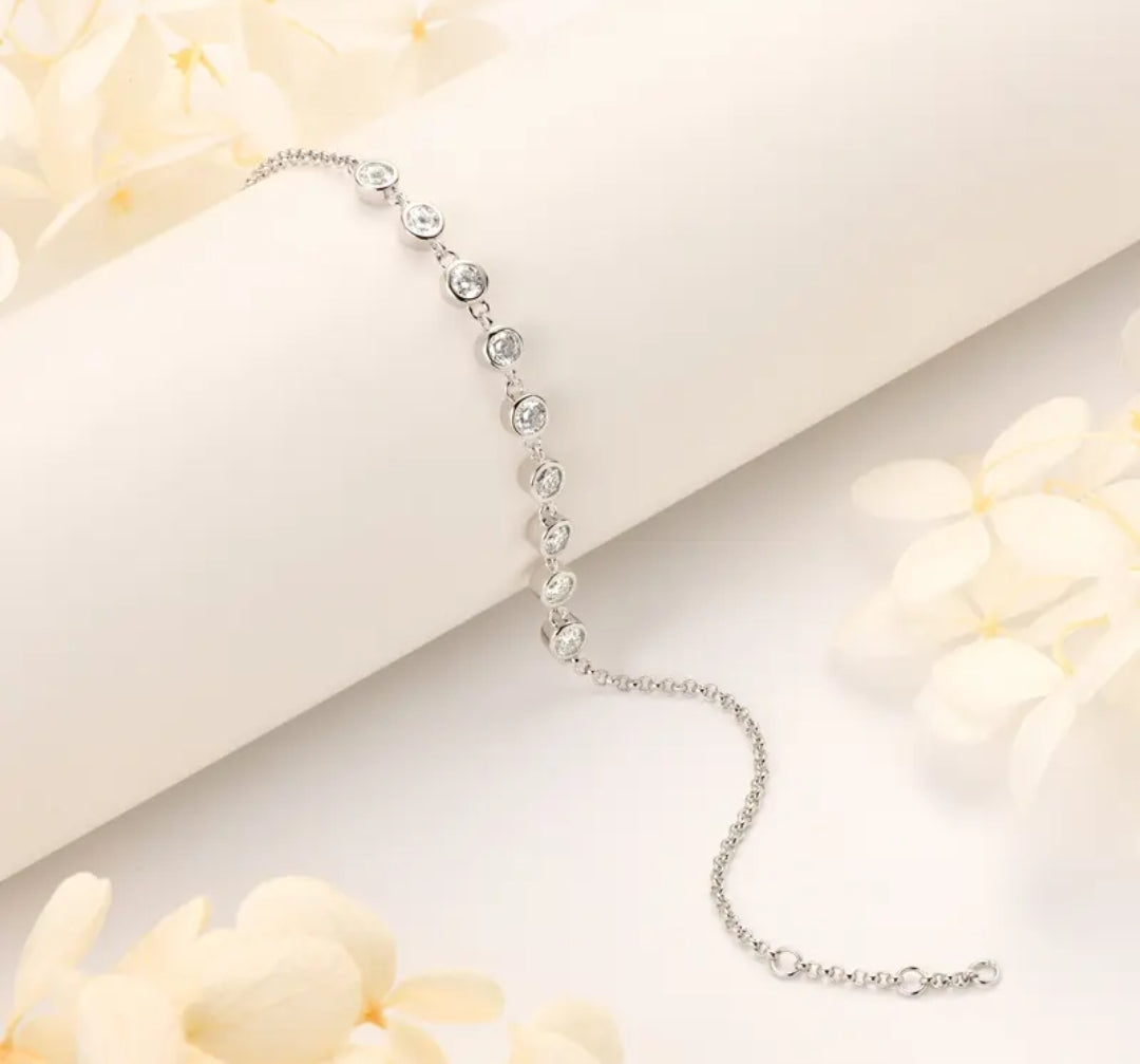 3mm*9pcs moissanite silver bracelet