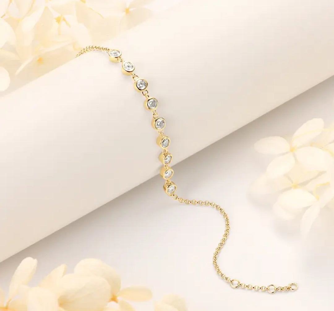 3mm*9pcs moissanite silver bracelet