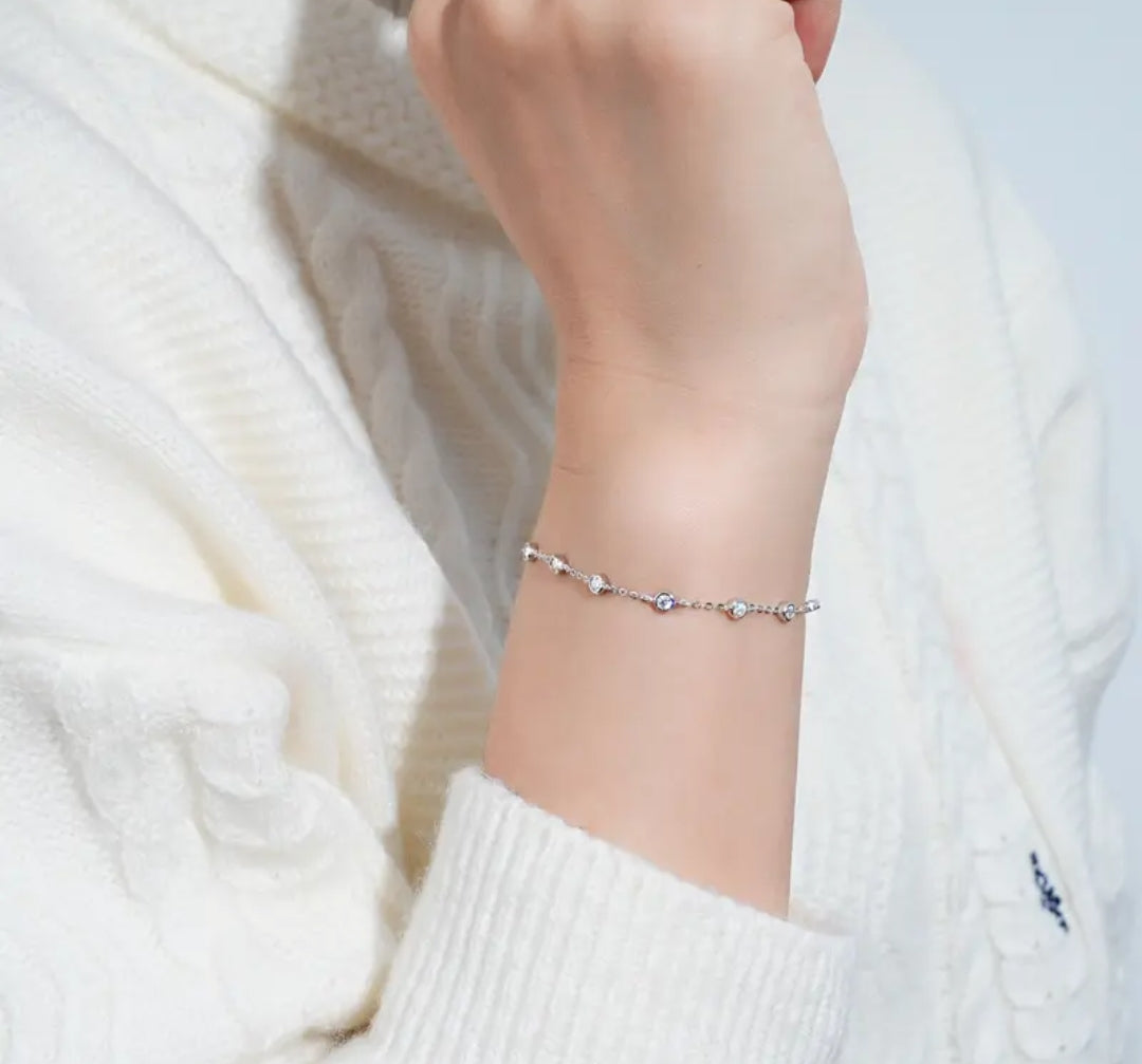 2.5mm*11pcs moissanite silver bracelet