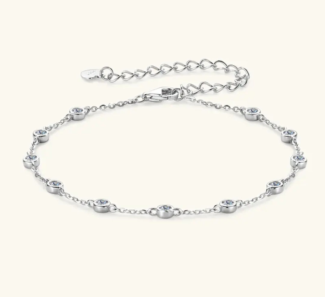 2.5mm*11pcs moissanite silver bracelet