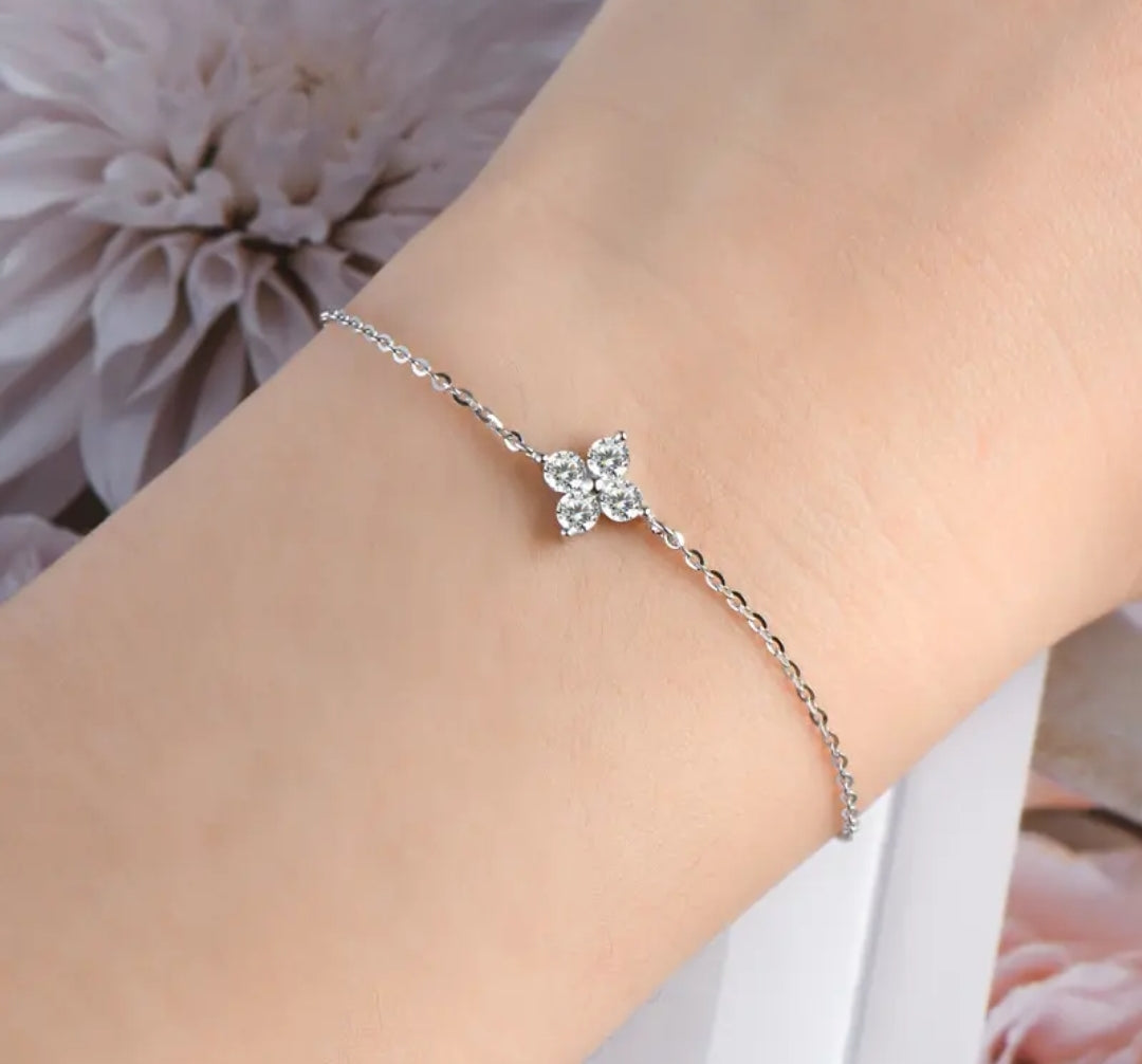 3mm*4pcs moissanite silver bracelet
