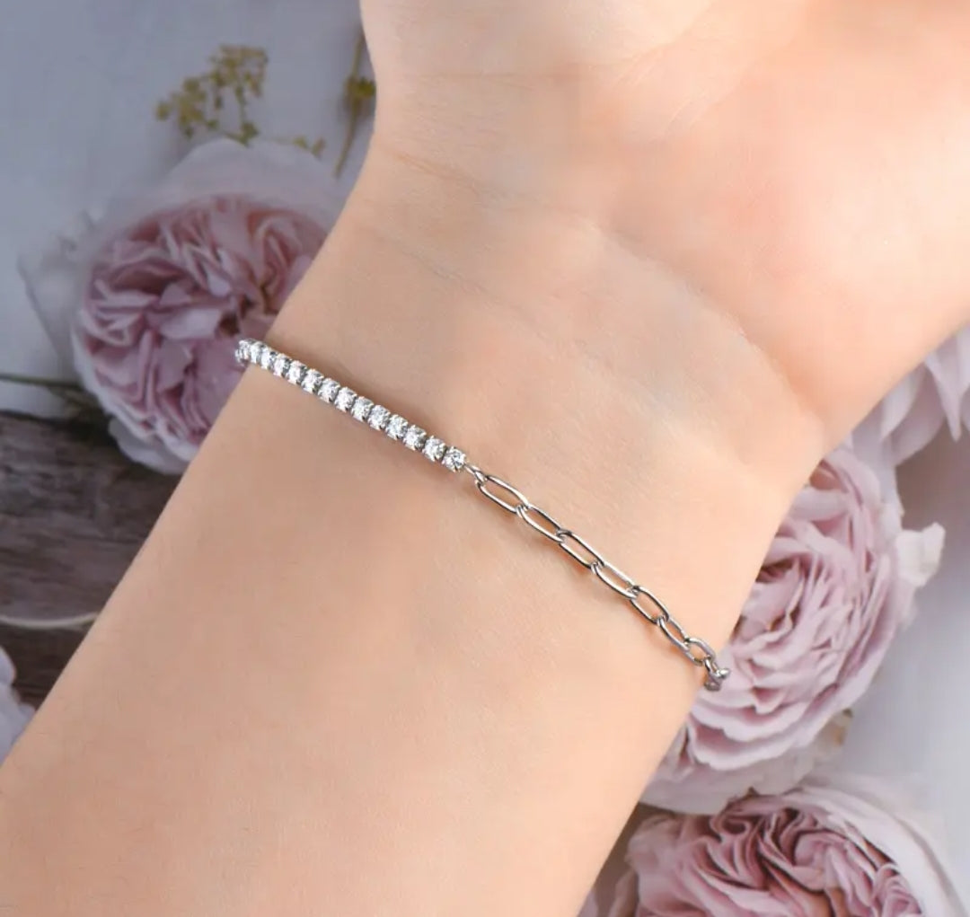 2mm*31pcs moissanite silver bracelet