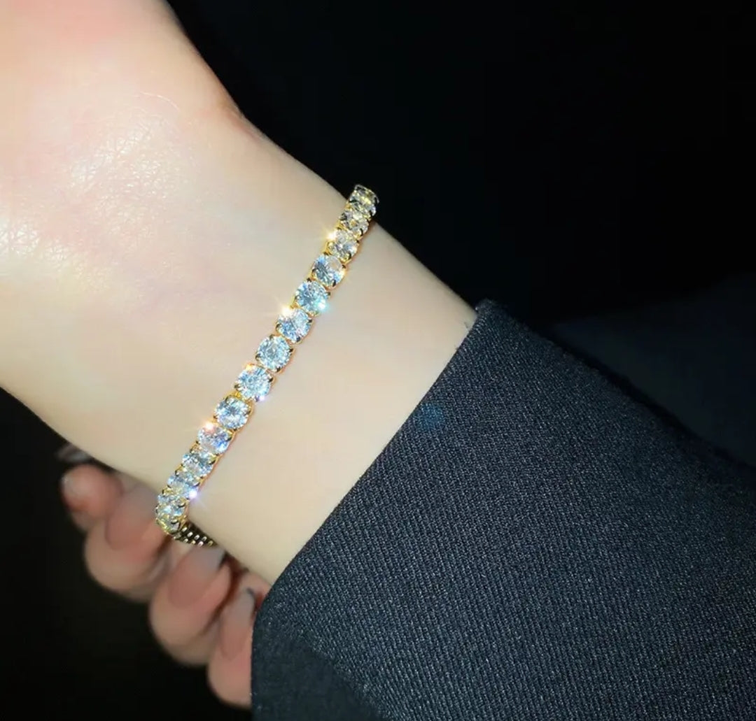 Multi color moissanite silver bracelet