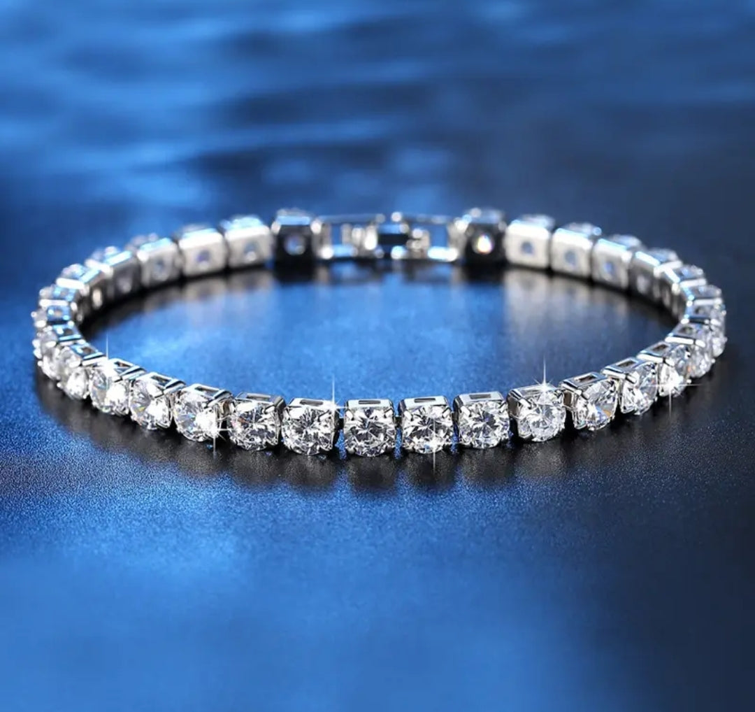 Multi color moissanite silver bracelet