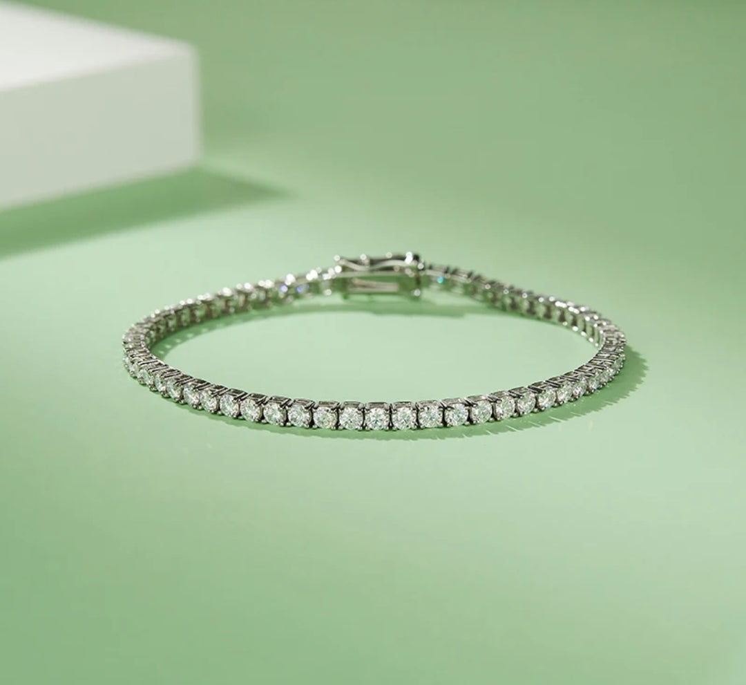 Multi color moissanite silver bracelet
