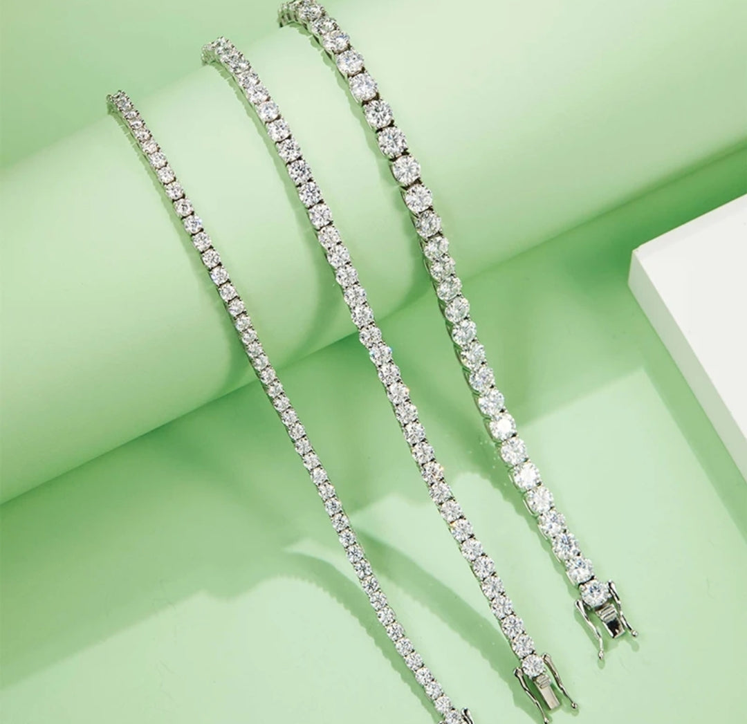 Multi color moissanite silver bracelet