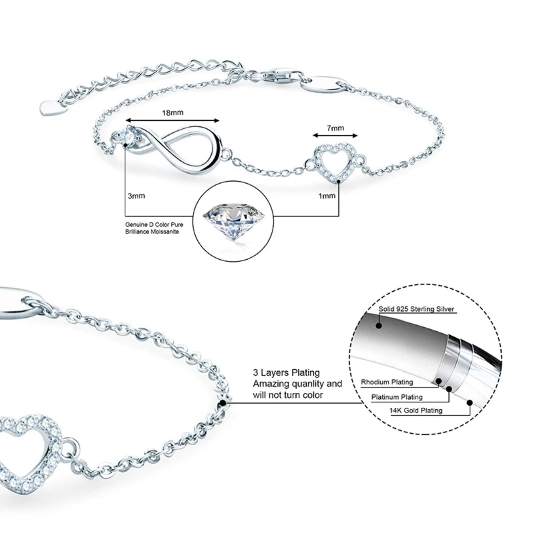3mm moissanite silver bracelet