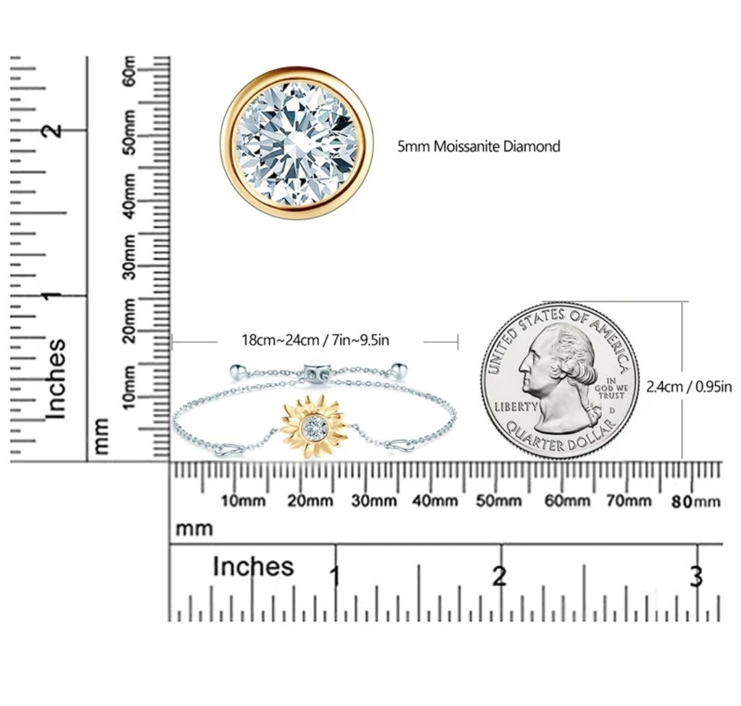 5mm sunflower moissanite silver bracelet