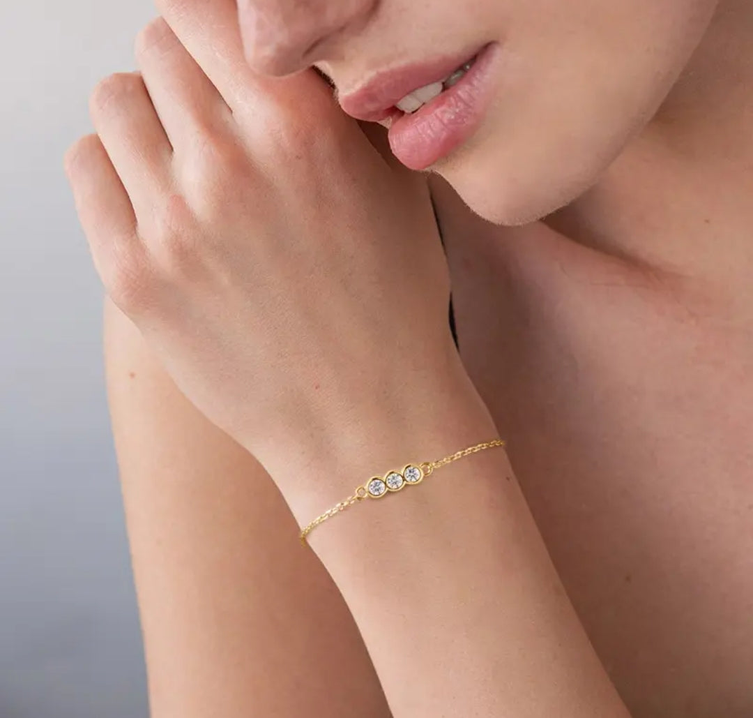 3mm*3pcs moissanite silver bracelet