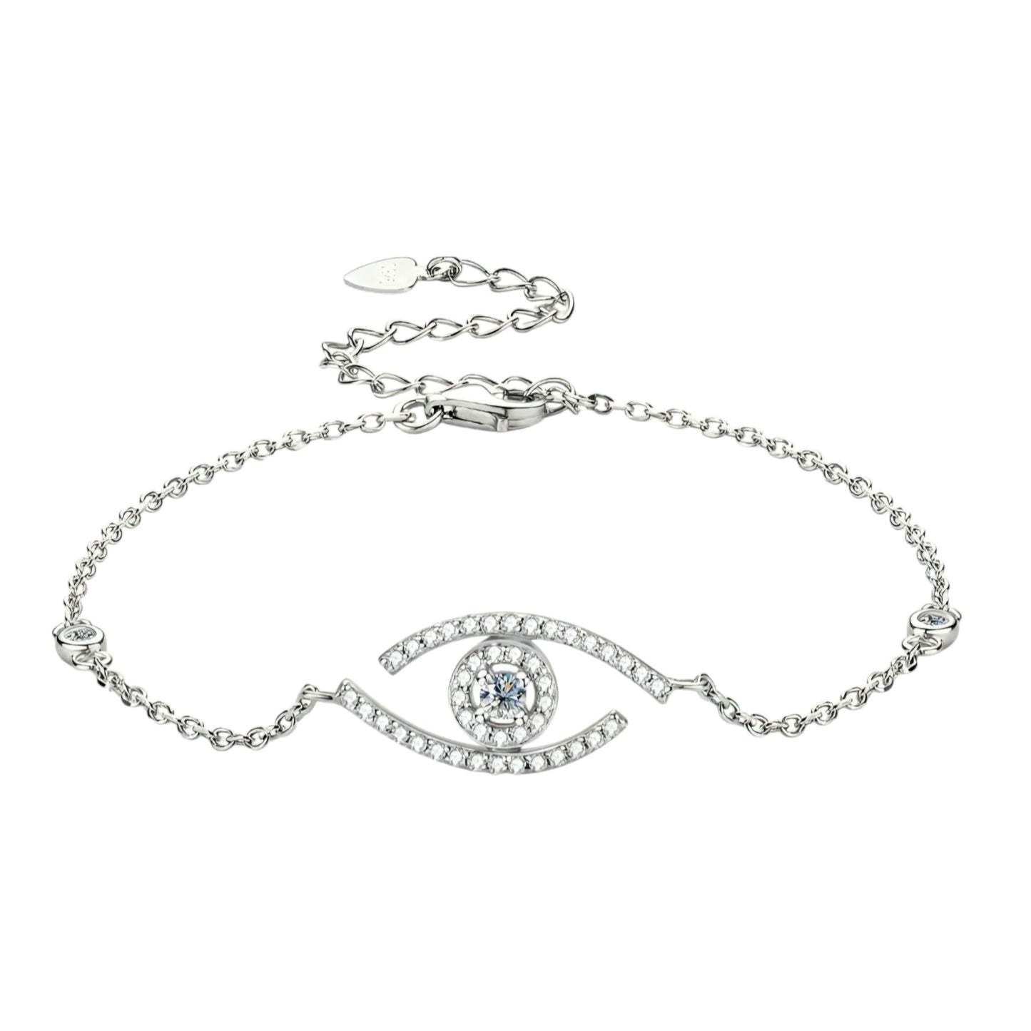 Eye shape moissanite silver bracelet