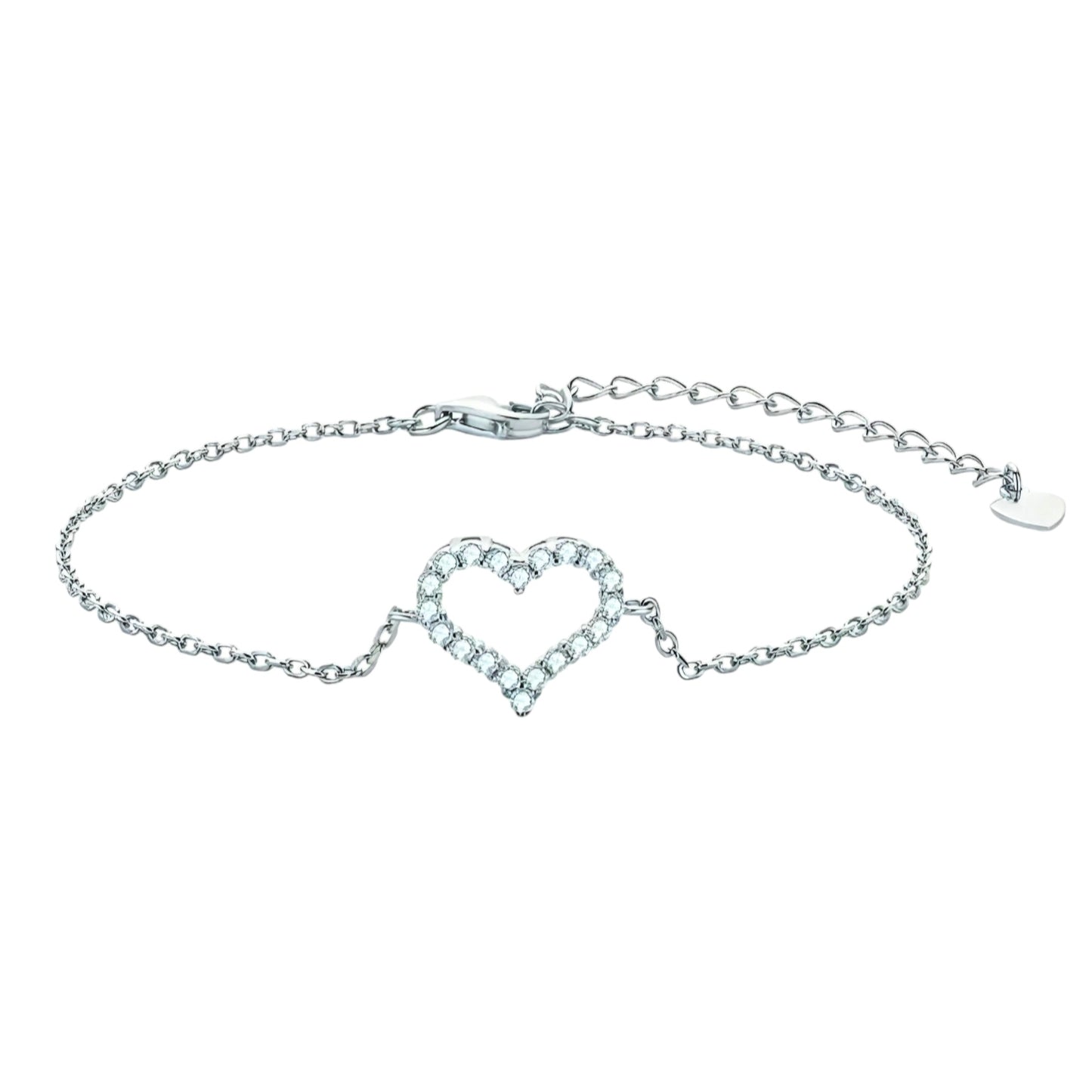 Heart shape moissanite silver bracelet
