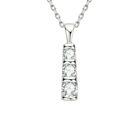 3 stone Moissanite pendant necklace