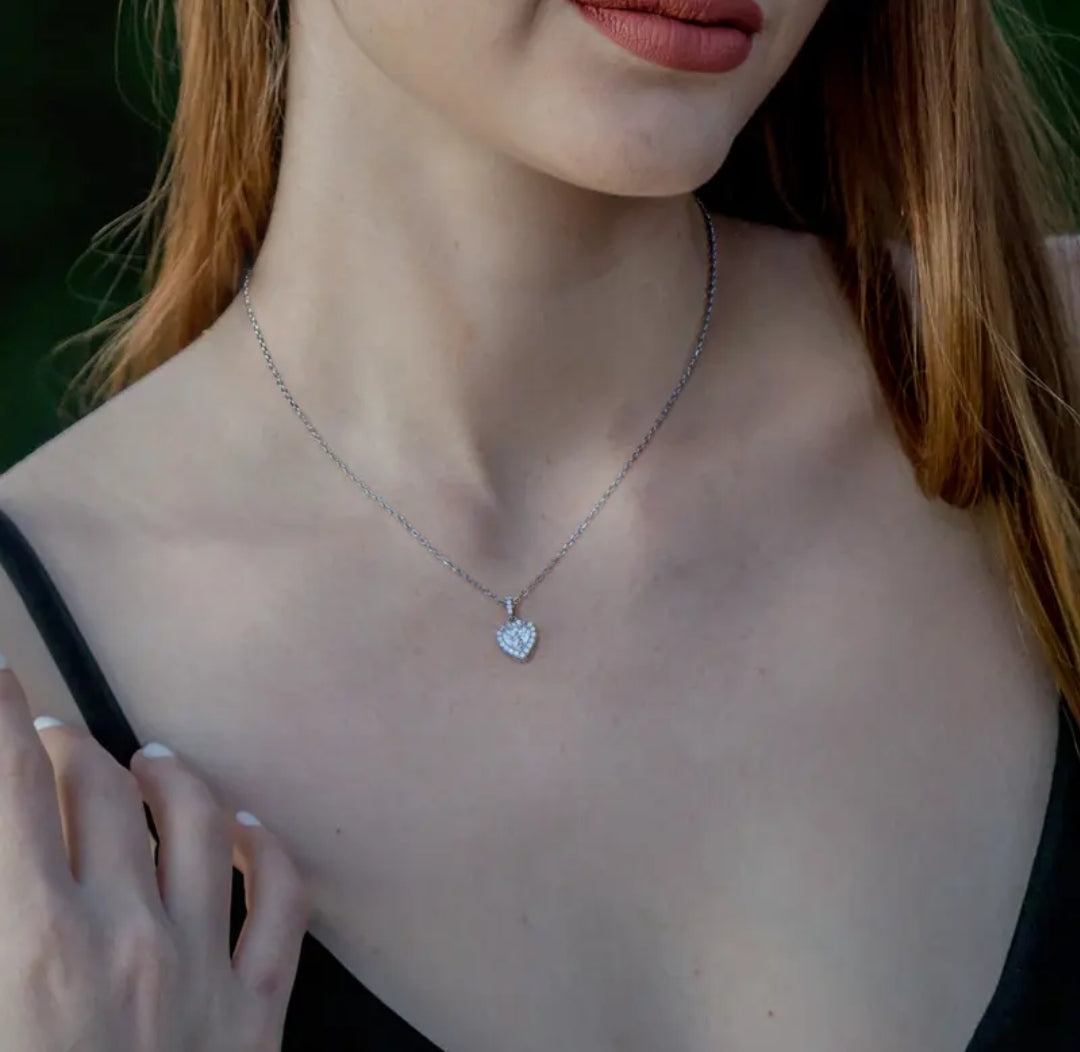 1ct heart shape Moissanite pendant necklace
