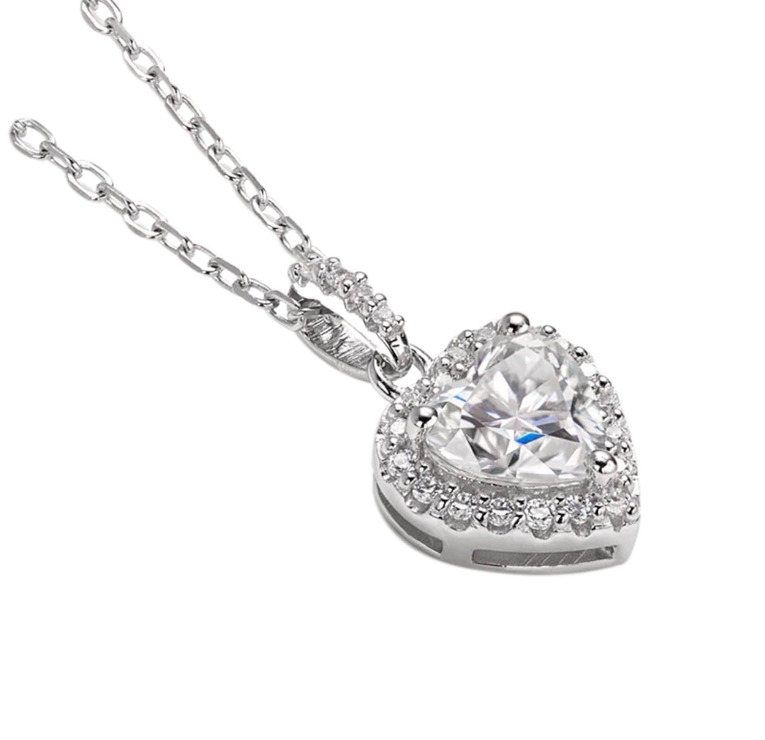 1ct heart shape Moissanite pendant necklace