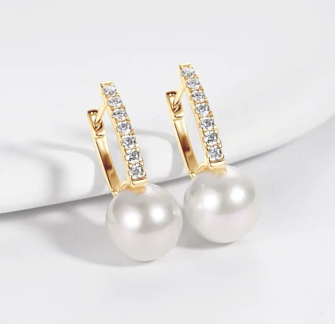 10mm hoop pearl earrings