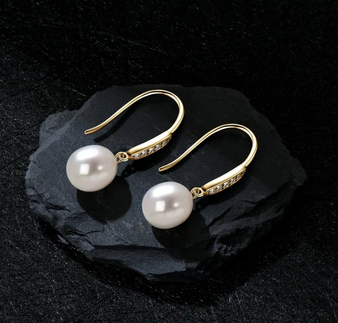 10mm pearl hook earrings