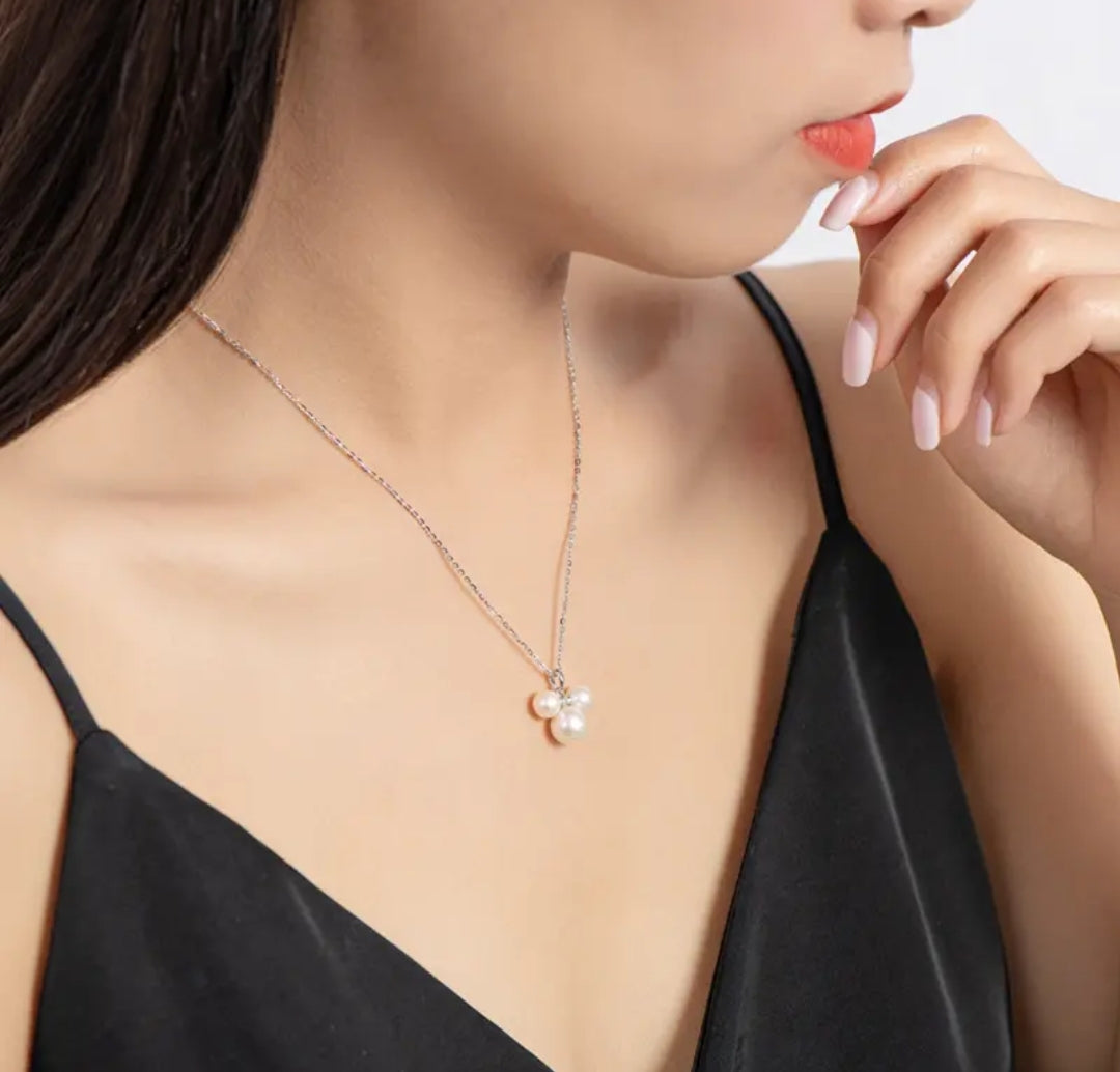 5-9mm 3 pearl pendant necklace