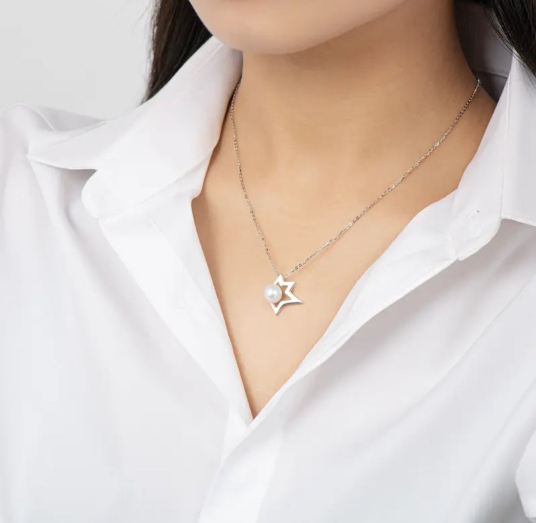 7.5-8mm Unique star shape pendant necklace