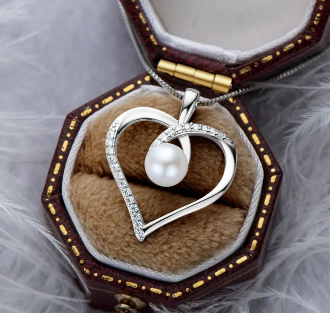5mm heart shape pearl pendant necklace