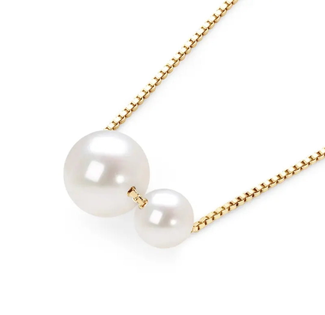 5mm and 7mm real pearl pendant necklace