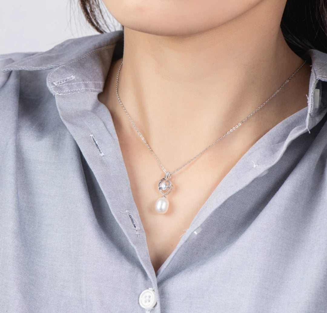 9mm natural pearl pendant necklace