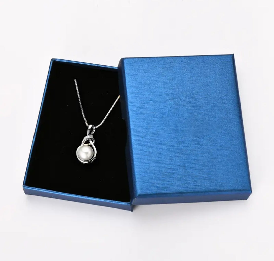 10mm pearl and 1mm multimoissanite pendant necklace