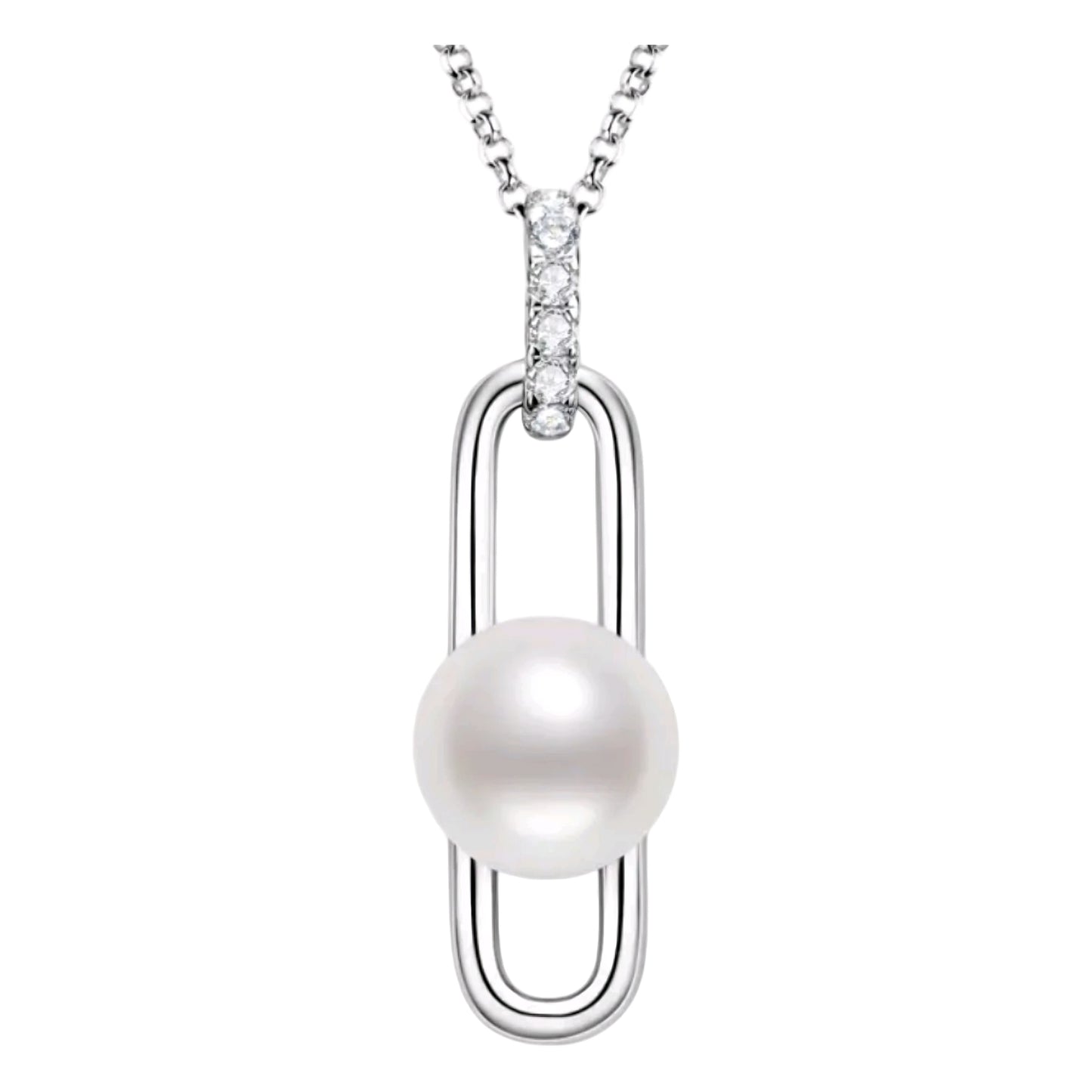 10mm paperclip pearl pendant necklace