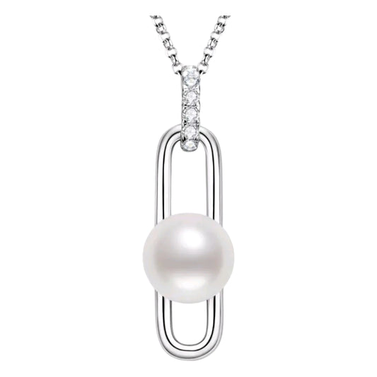 10mm paperclip pearl pendant necklace