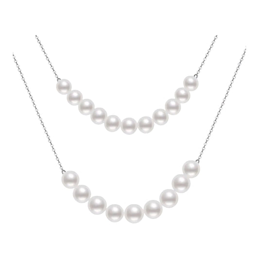 6-8mm double chain natural pearl pendant necklace