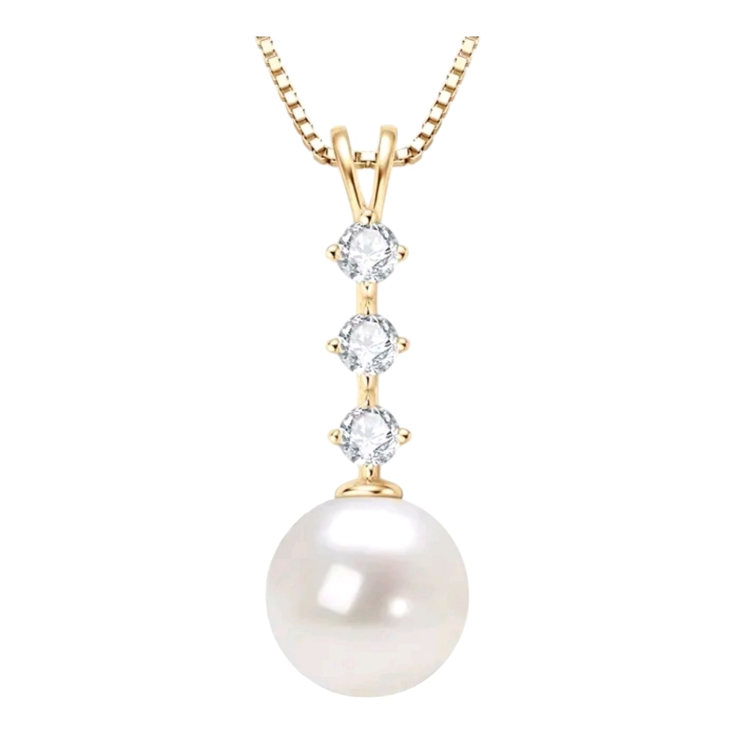 10mm pearl and 3mm*3pcs moissanite pendant necklace