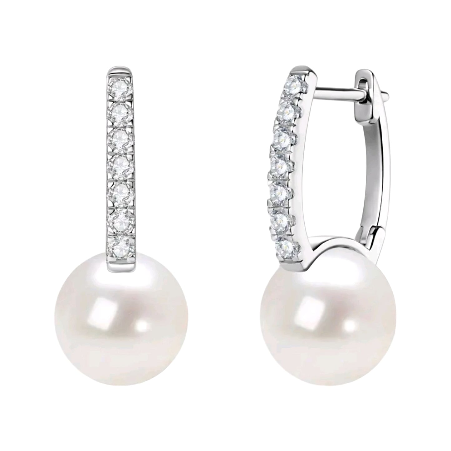 10mm hoop pearl earrings