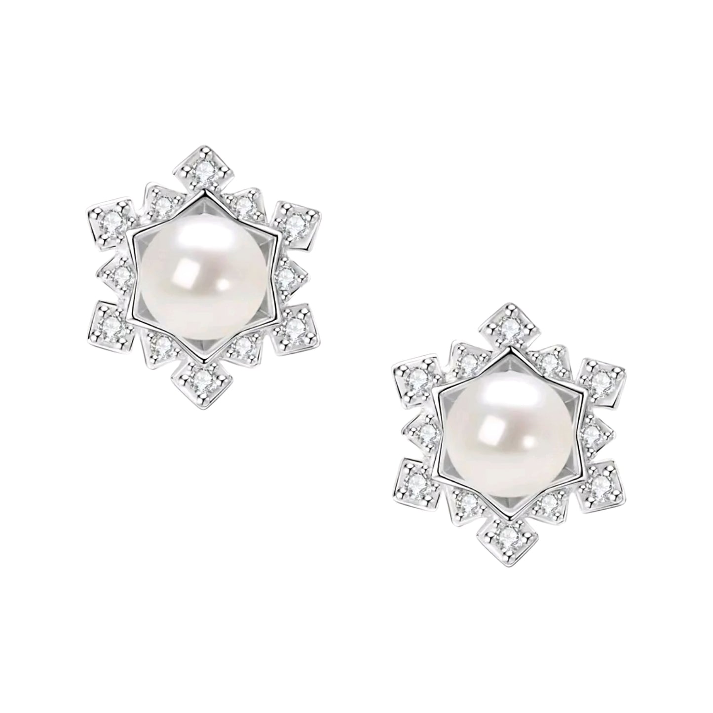 5mm flower shape pearl earrings