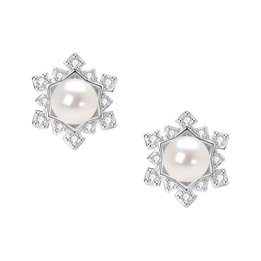 5mm flower shape pearl earrings