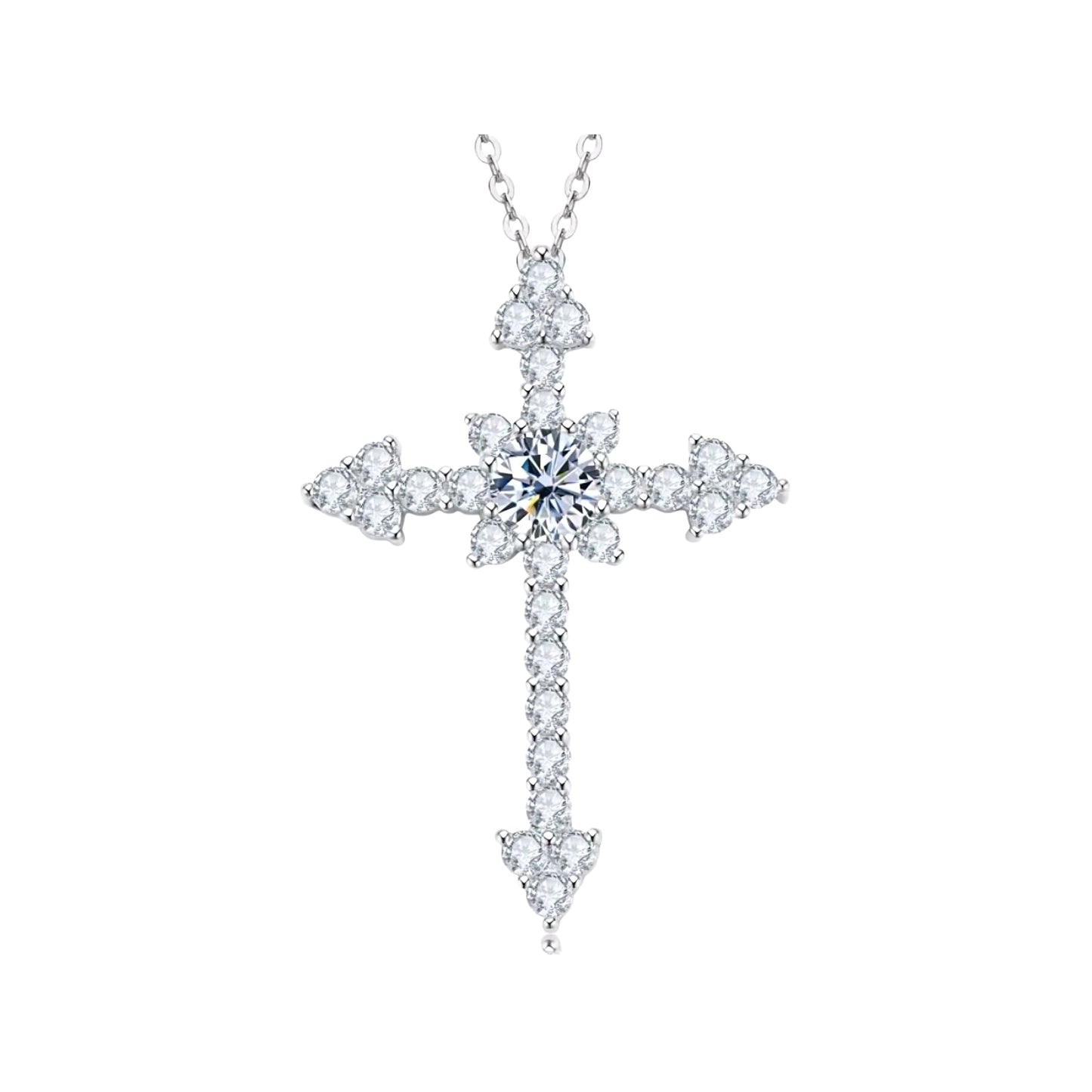 5mm cross Moissanite pendant necklace