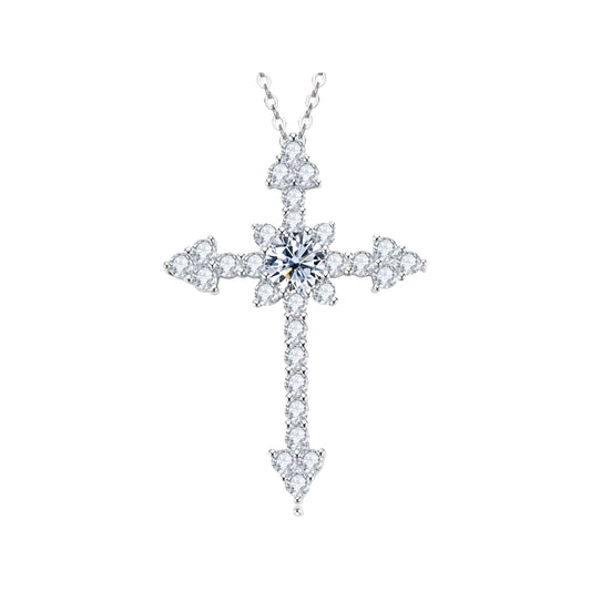 5mm cross Moissanite pendant necklace