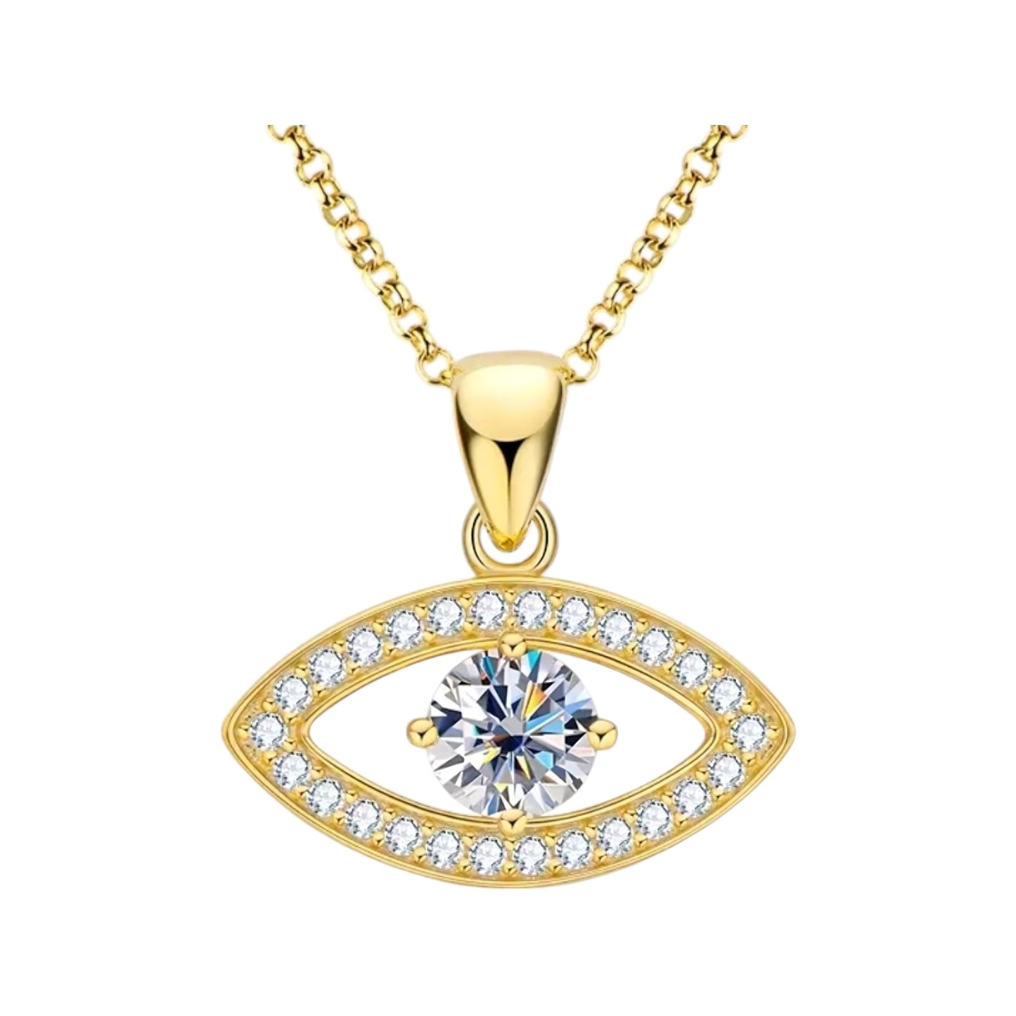 1ct eye shape Moissanite pendant necklace