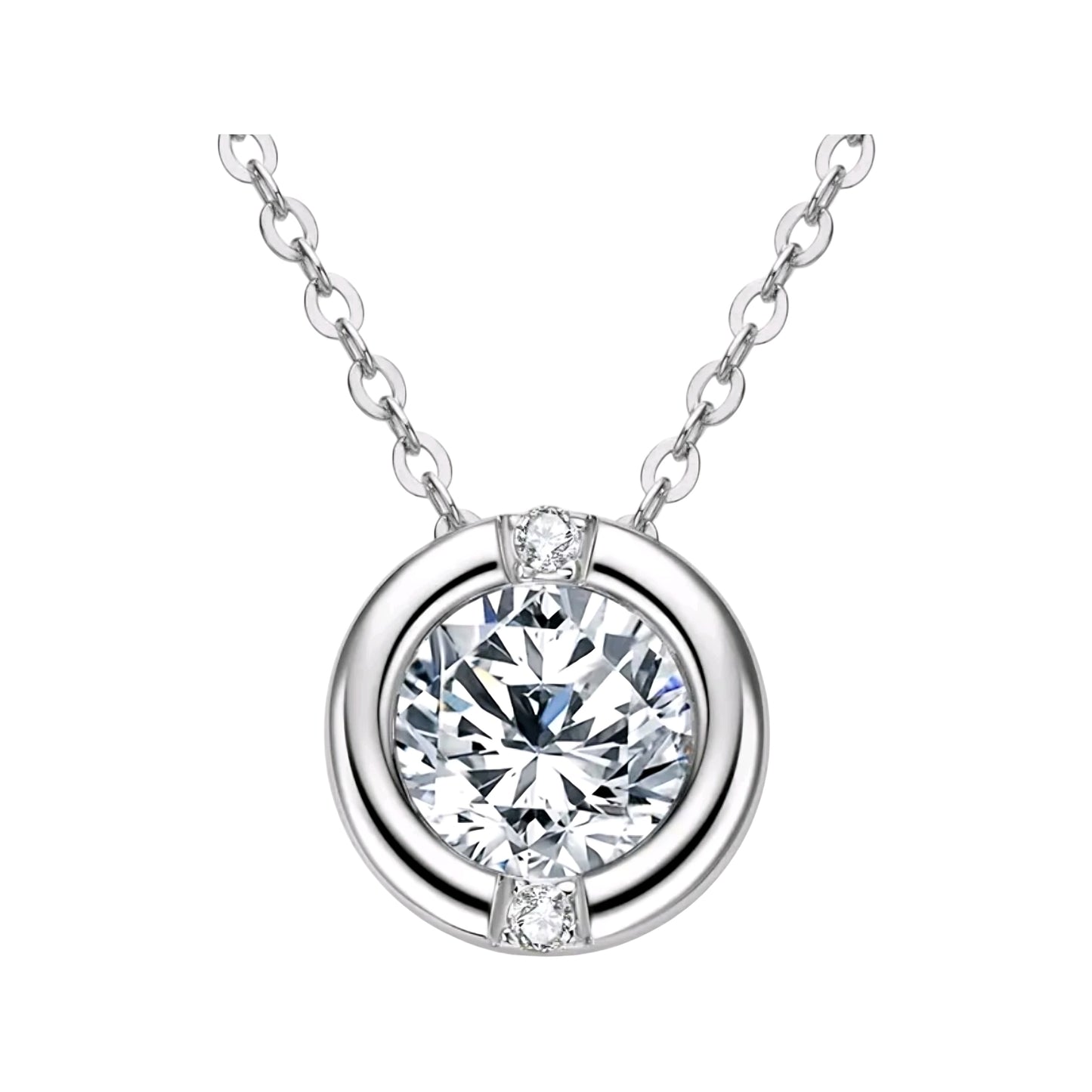 1ct 6.5mm round Moissanite pendant necklace