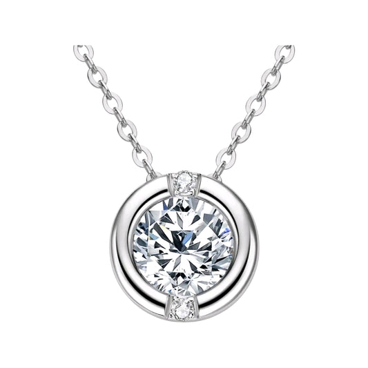 1ct 6.5mm round Moissanite pendant necklace