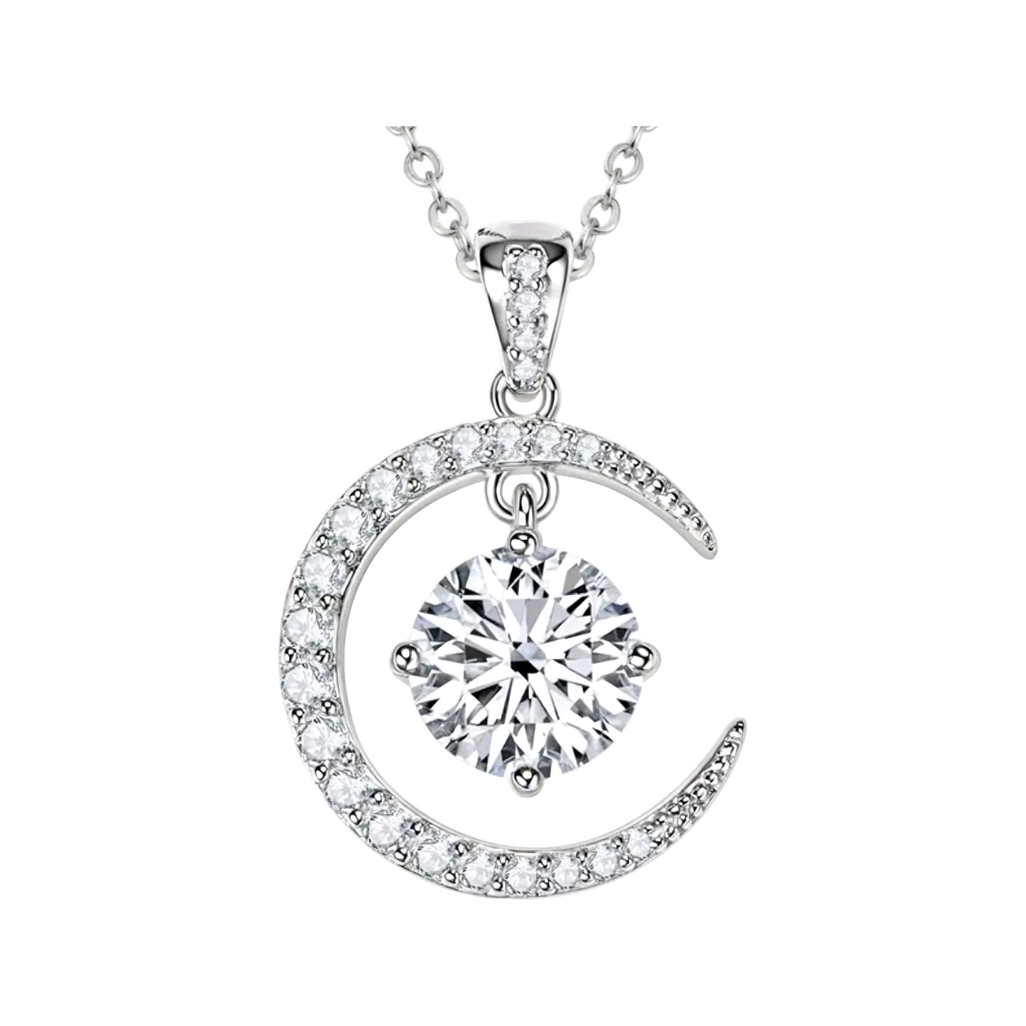 1mm to 8mm moon Moissanite pendant necklace